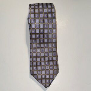 Valentino Geometric Purple , Lavender and Gold Brown Silk Tie